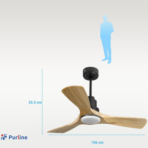 Ventilateur de plafond Réversible  Thermostat Dimmable Wifi Moteur à courant continu Toits en pente Télécommande Lumière à trois tons Hypersilence Mémoire