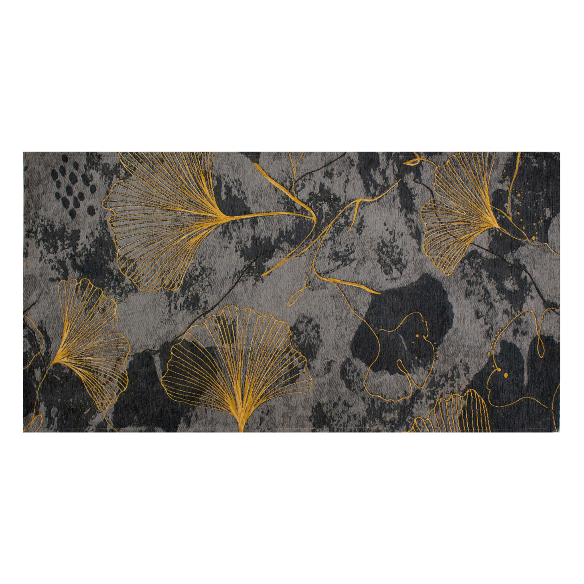 TAPPETO ARREDO DIS. GINKO ANTRACITE MIS. 80X150 CM CON ANTISCIVOLO