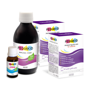 PEDIAKID - Cure Maxi Défenses Naturelles - 1 sirop Pediakid Immuno-Fort 250ml + 1 Pediakid Probiotiques 10M + 1 Pediakid Vitamine D3 1000 UI - Soutien de l'immunité & du capital osseux