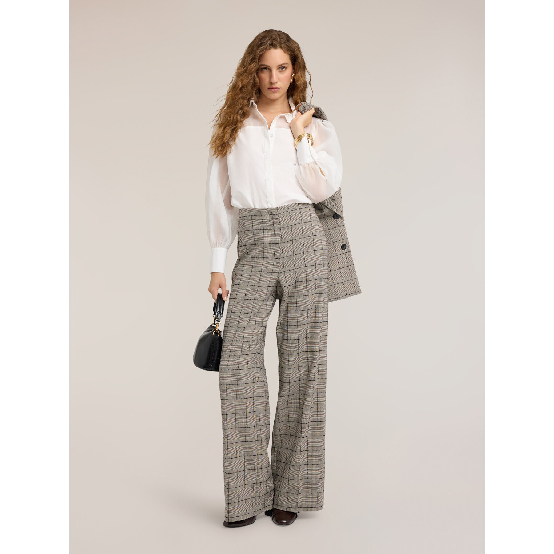 Motivi - Camicia in popeline con inserti semitrasparenti - Bianco