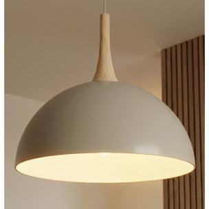 Lampada a sospensione Nautica in acciaio mokka e legno