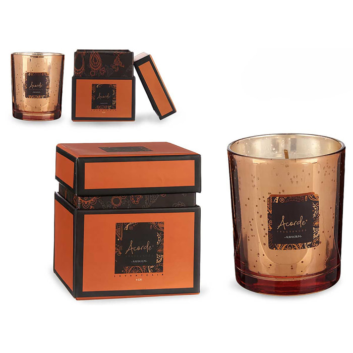 Candela profumata in vaso con scatola, profumo di arancia e cannella. 200 ml, 42h