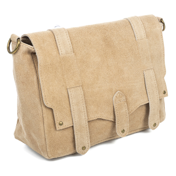 Aviatico borsa a tracolla donna. Pelle autentica Camoscio.