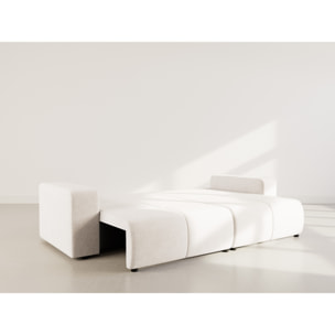 Nicole - Canapé droit 4 places convertible avec coffre en tissu - Beige