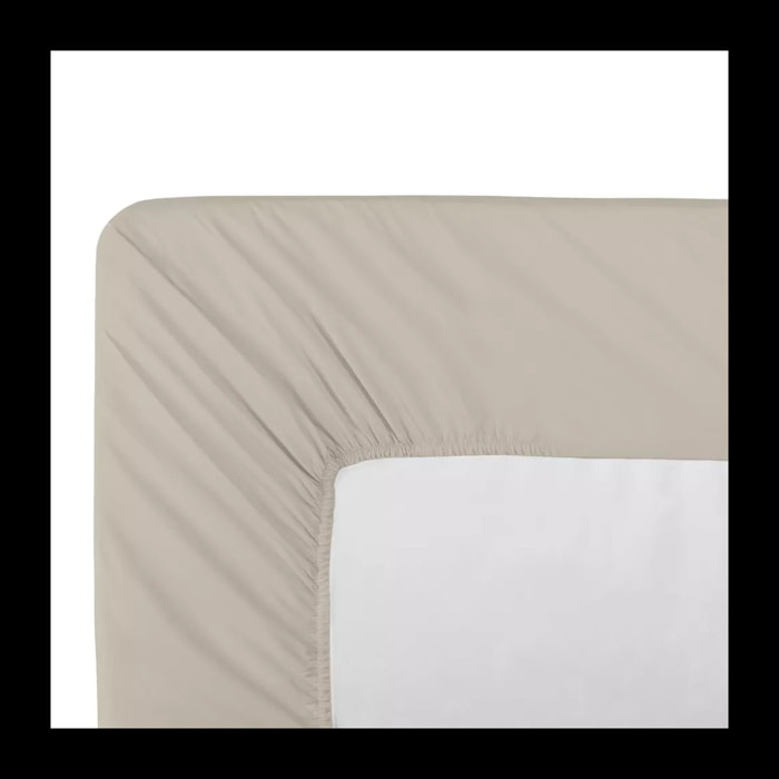 Drap housse b40 percale de coton uni beige La percale francaise lin