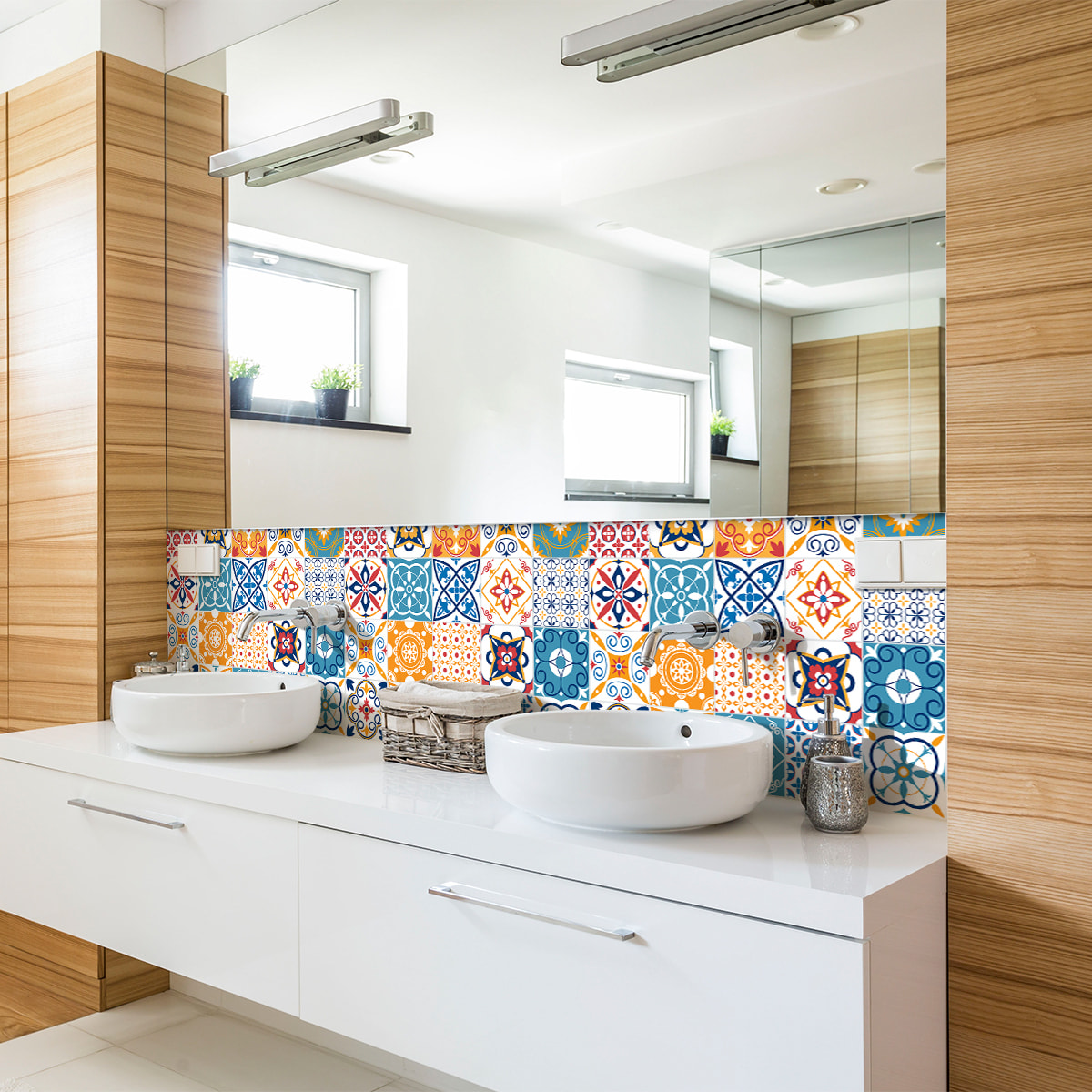 Stickers muraux - Sticker Mural Carrelage adhésif Cuisine Salle de Bain - 9 STICKERS CARREAUX DE CIMENT AZULEJOS ANDRIANA