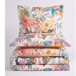Parure housse de couette et taies oreiller 100% Satin de Coton imprimé