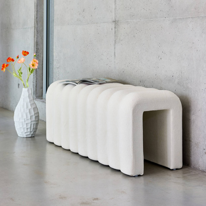 Banc. bout de lit blanc contemporain en tissu