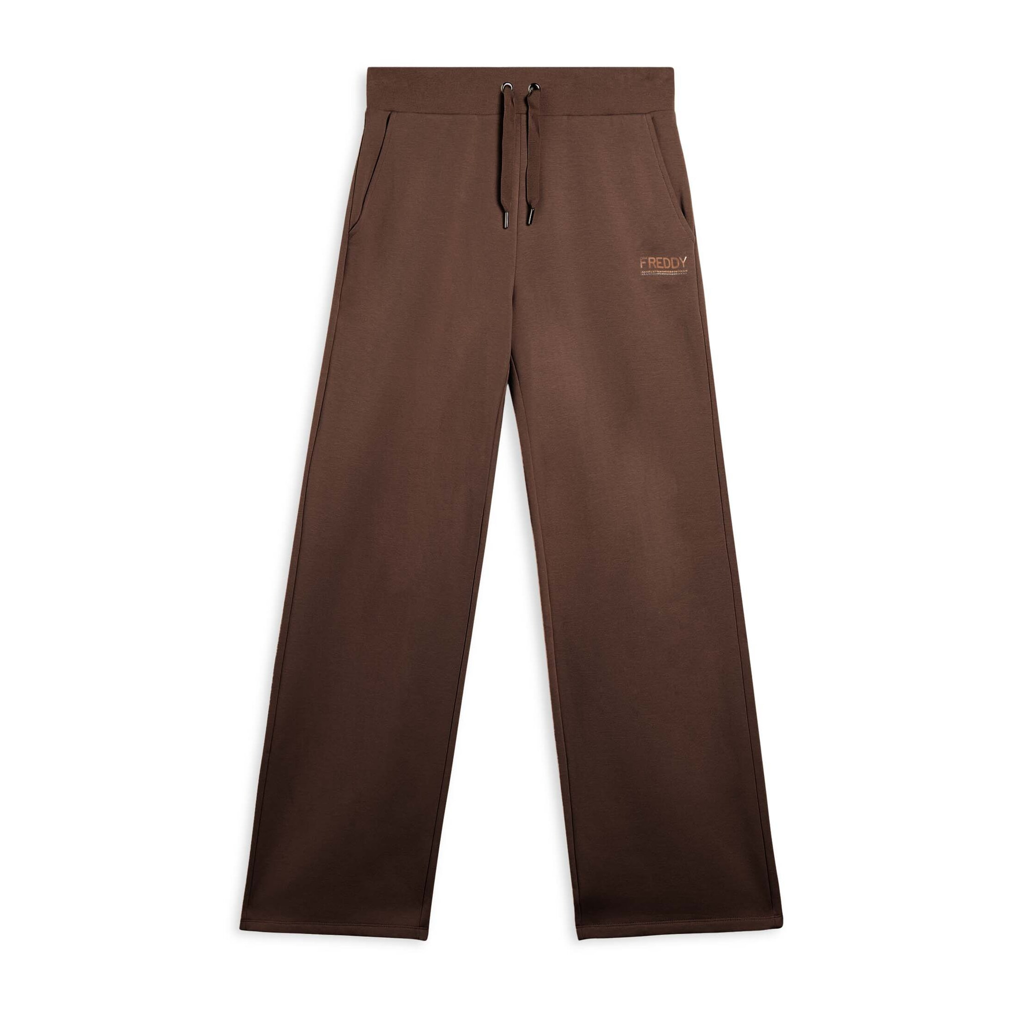 Pantaloni wide leg da donna con logo in strass bicolore