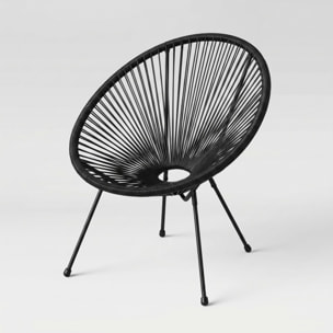 Sedia da giardino in acciaio e vimini sintetico multistring, poltrona outdoor design moderno, resistente a UV e acqua, antiruggine e facile da montare, seduta ergonomica e traspirante, ideale per balcone terrazzo e giardino