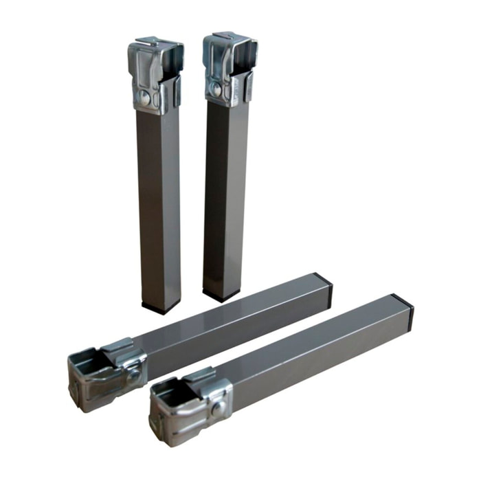 Pack de 4 pieds de sommier -métal-couleur gris 5 x 25 x 5 cm