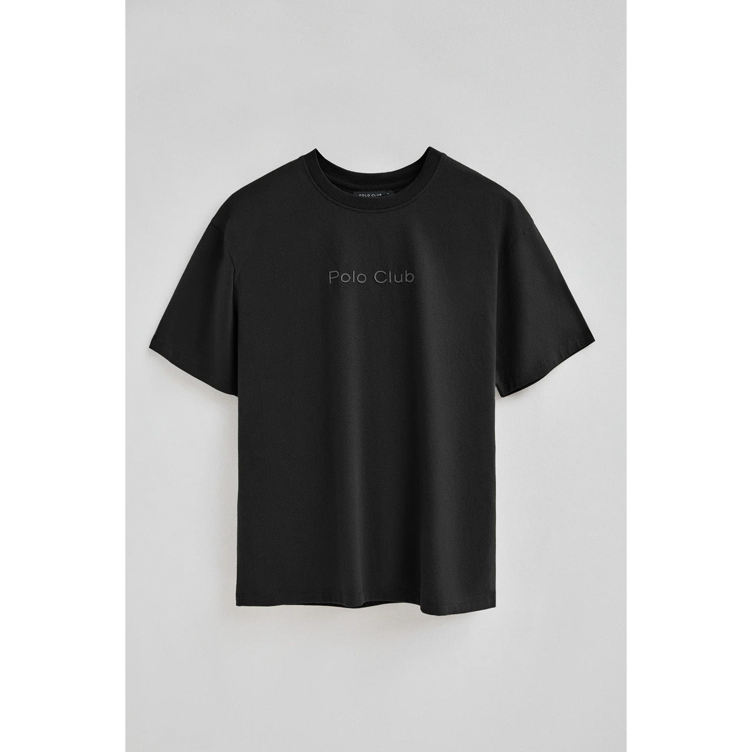 Camiseta negra de manga corta y logo engomado Polo Club