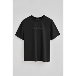 Camiseta negra de manga corta y logo engomado Polo Club