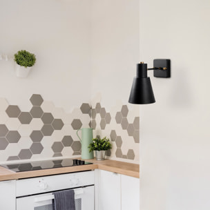 Aplique de pared, metal , negro, 14x24x21, casquillo E27 Max 40 W