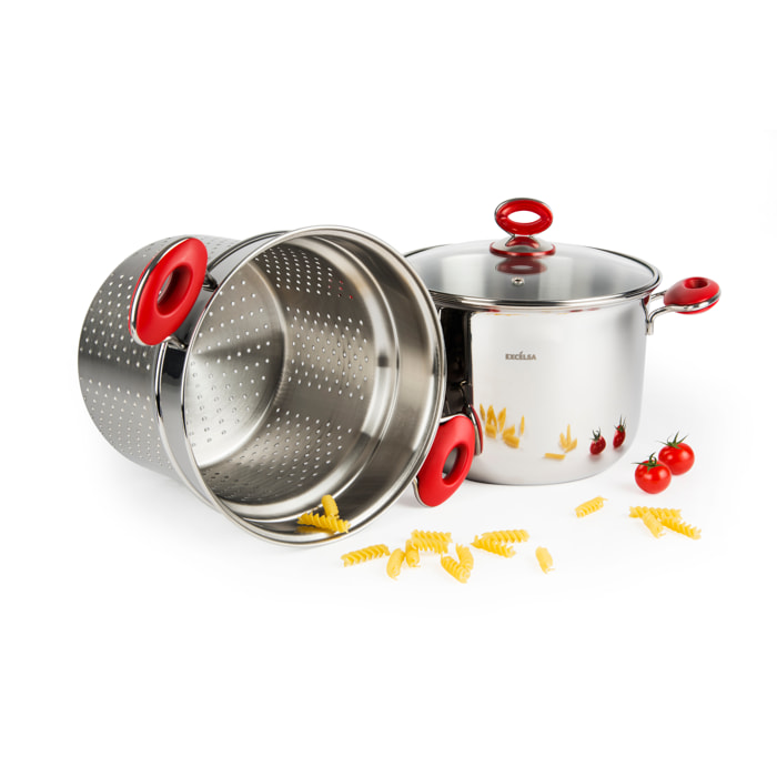 Cuiseur à pâtes 6 litres Excelsa – Cook Color, Acier Argenté