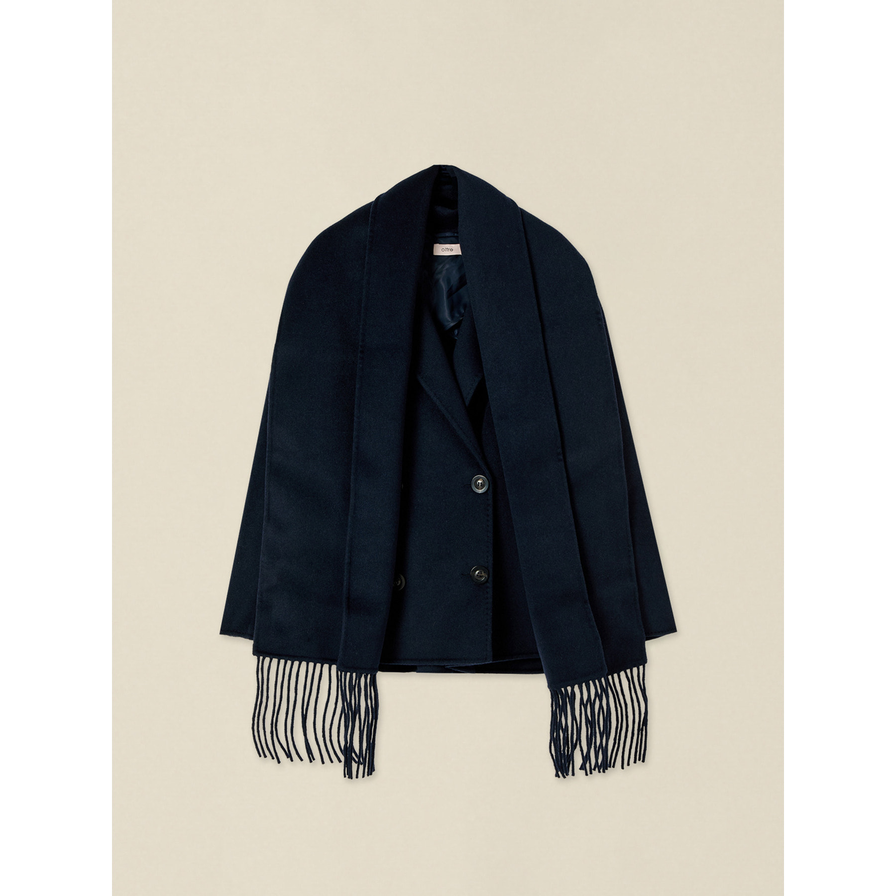 Oltre - Caban in misto lana con sciarpa integrata - Blu