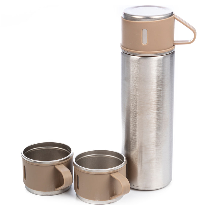 Set di termos di 500ml e 3 tazze isolanti. Mantenimento del freddo e del calore da 6 a 12 ore.