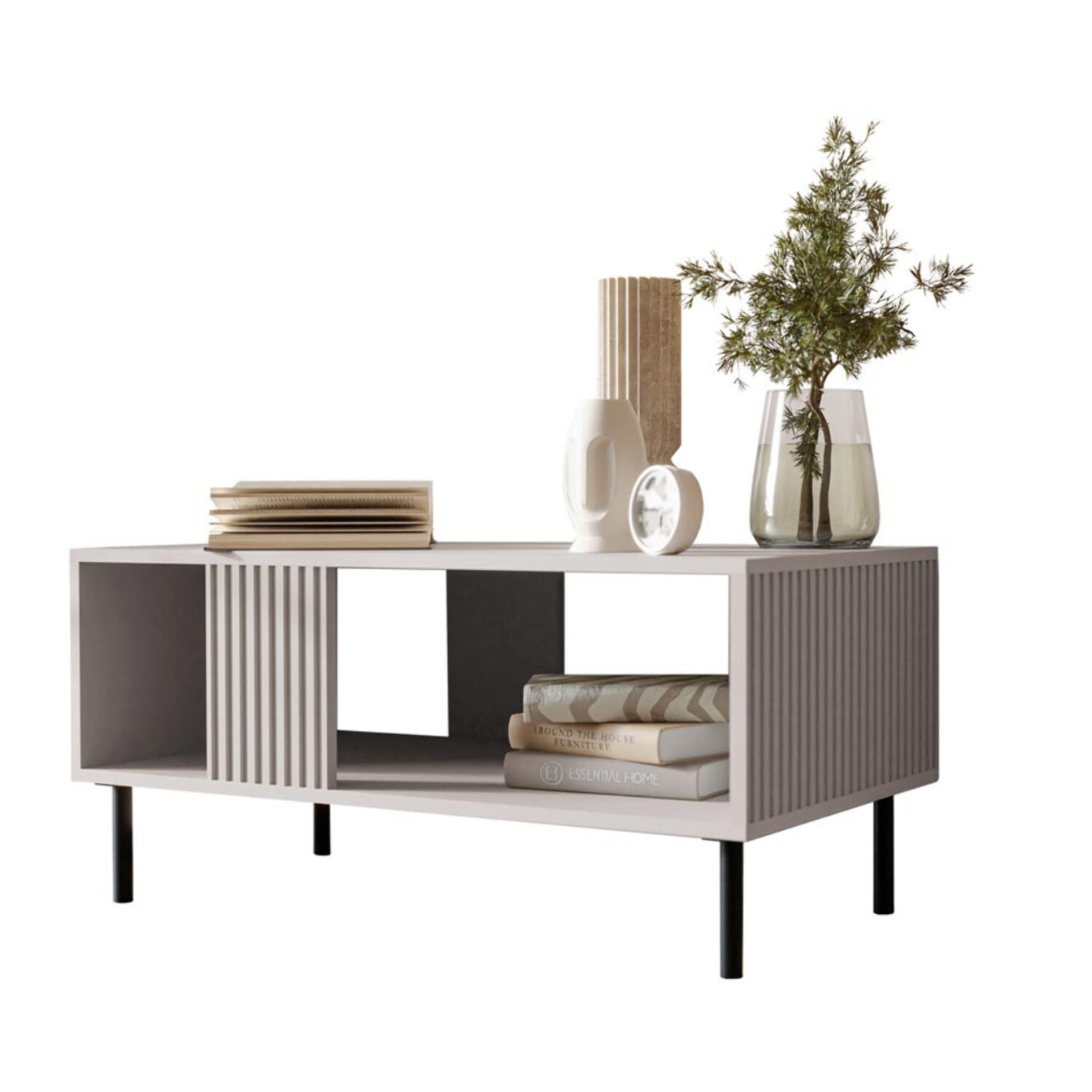 Timote - table basse - avec niche de rangement - écru - 1 niche - 92 cm - Écru