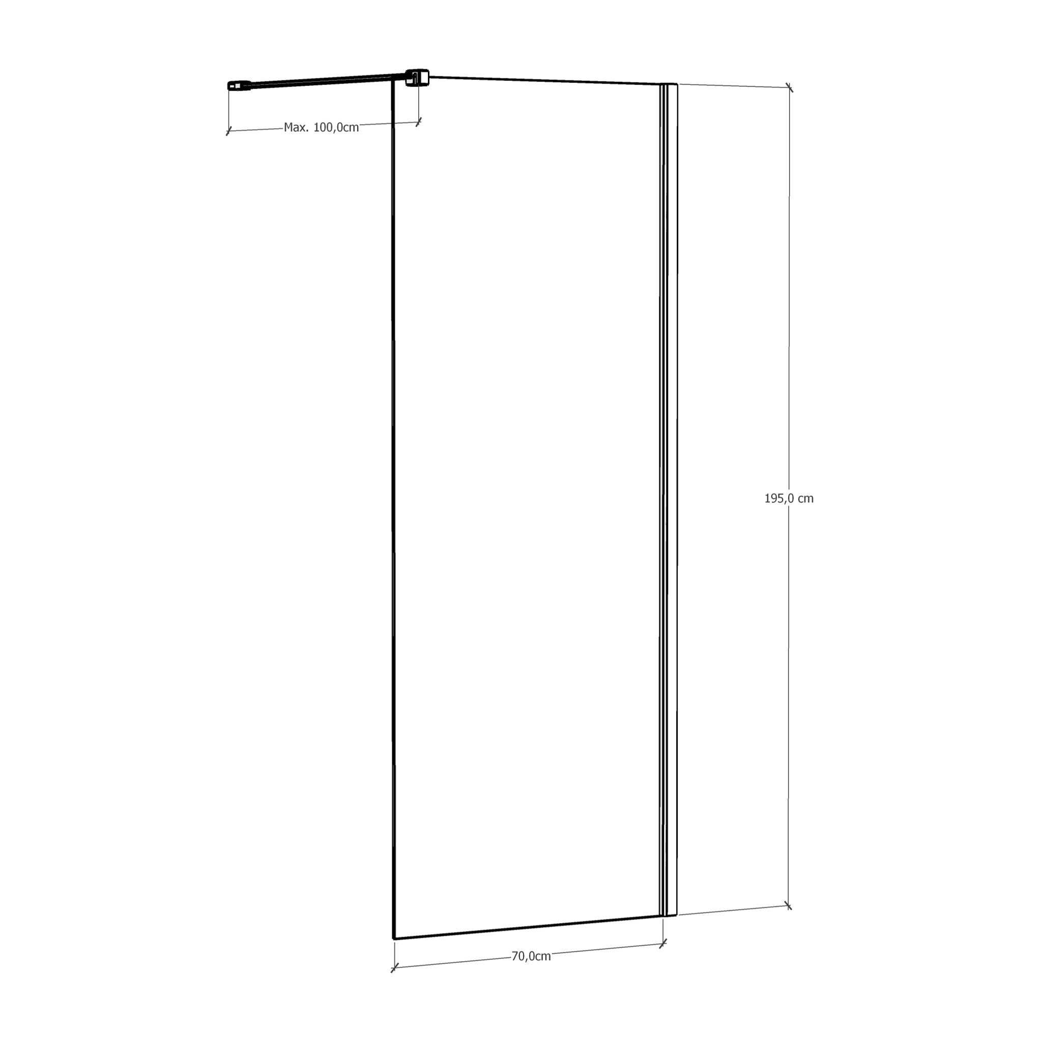Mampara de Ducha | Panel Fijo | 70 X 195 cm | Perfil Dorado | Cristal Templado con Espesor de 8mm| Tratamiento Antical | Alday