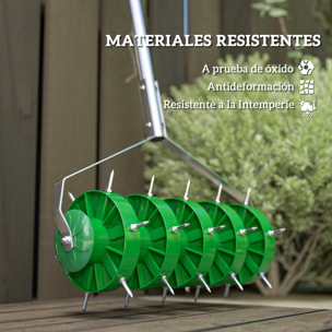 Rodillo Aireador de Césped, Aireador de Césped Manual con Clavos y Mango Desmontable de 100 cm en Tres Piezas y Púas para Aflojar el Suelo, para Jardín, Patio, 45 cm Ancho