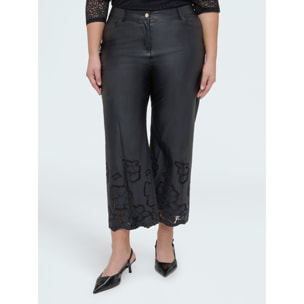 Fiorella Rubino - Pantalones cropped en tejido revestido con motivos florales - Negro