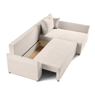 Mike - canapé d'angle réversible - 4 places - convertible avec coffre - en velours - Beige