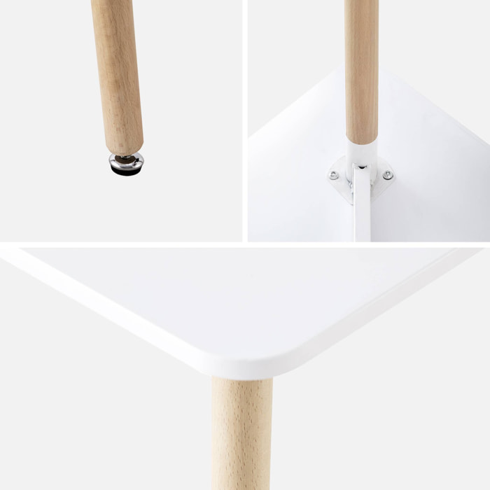Table à manger blanche carrée MDF et bois de hêtre - Hedvig