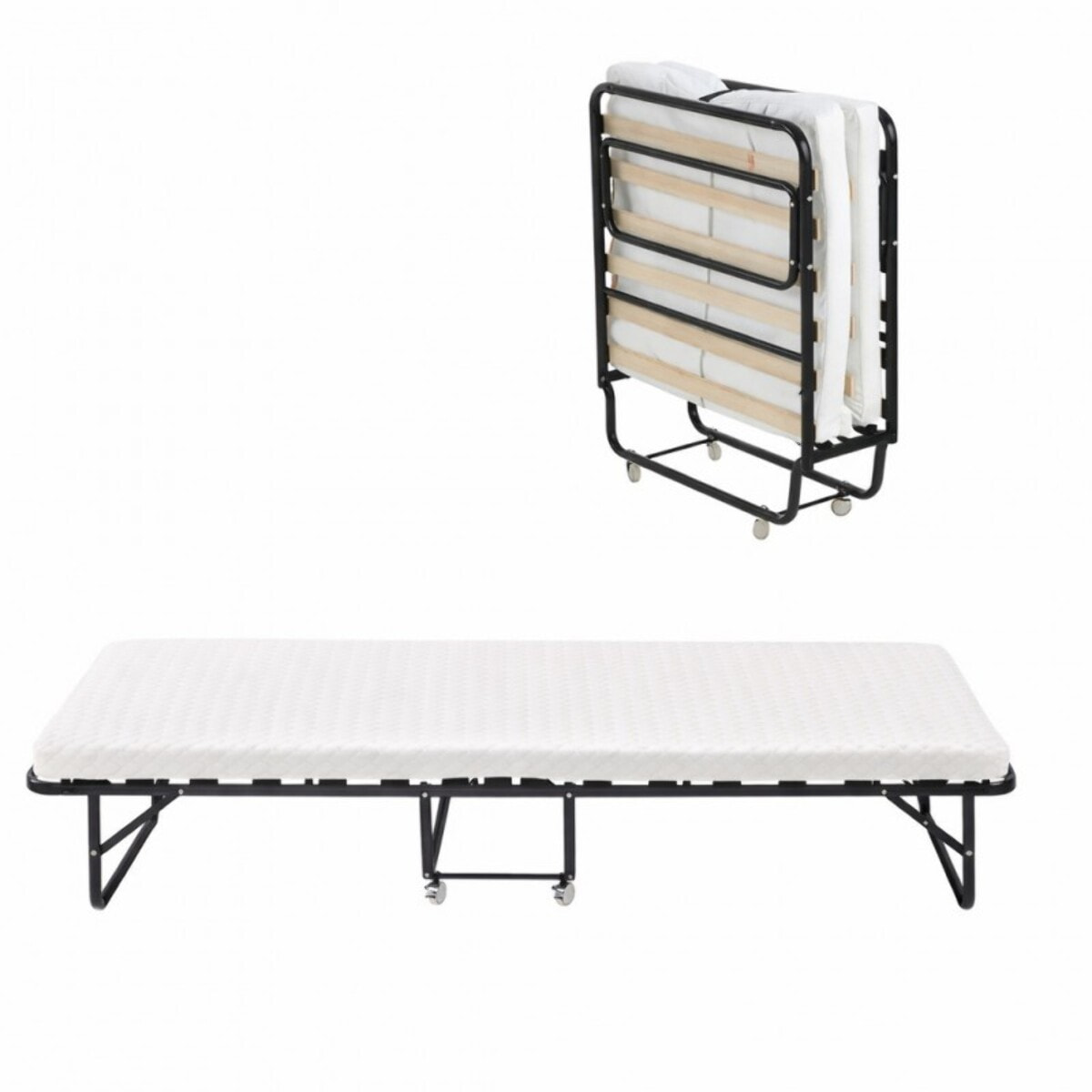 Lit d’appoint pliant à roulettes avec matelas