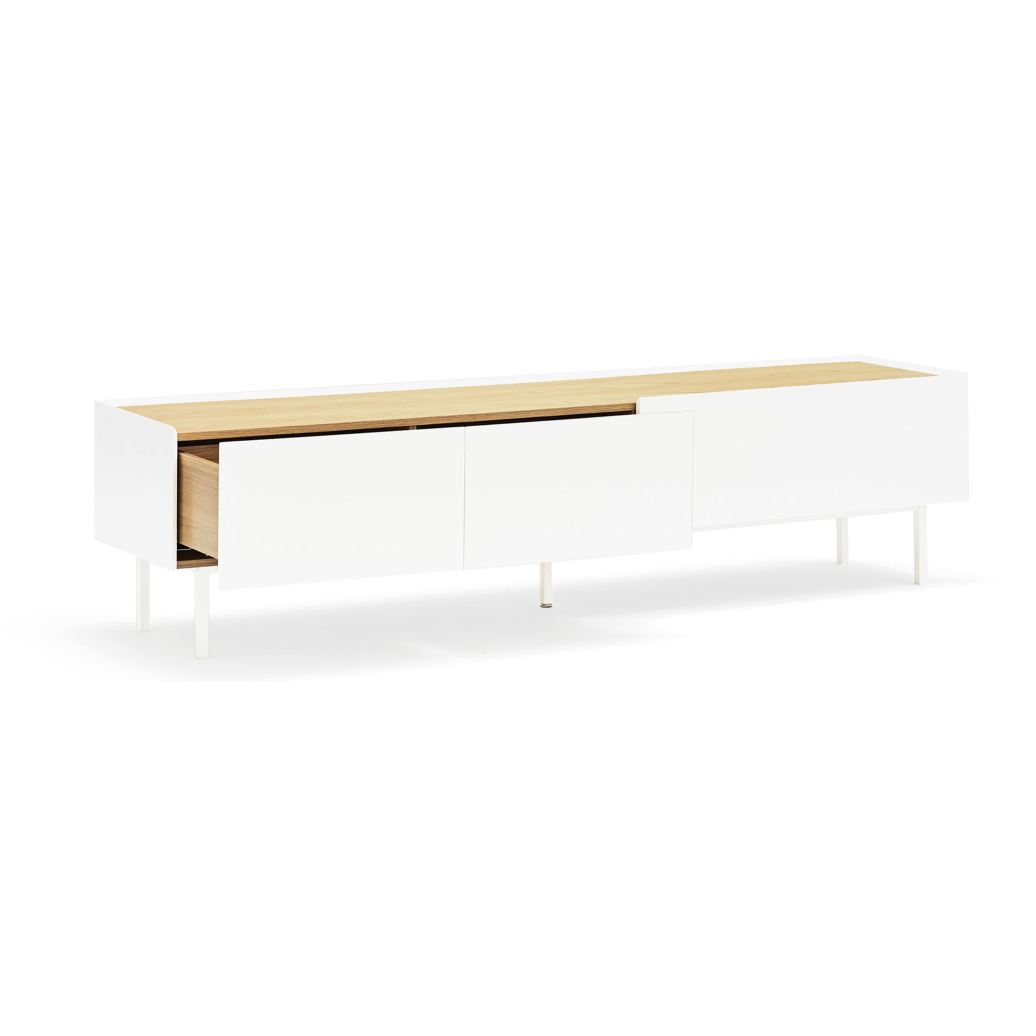 Mueble de televisión Arista con 2 cajones y 1 puerta abatible blanco