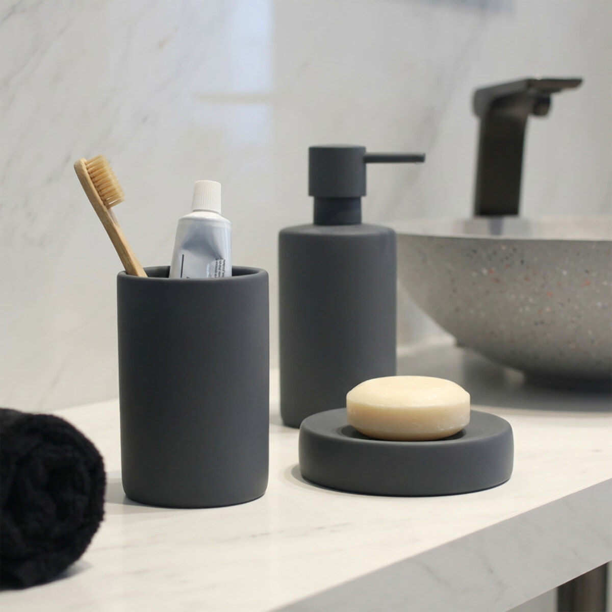 Distributeur de savon Céramique TUBE-MATT Gris mat Spirella