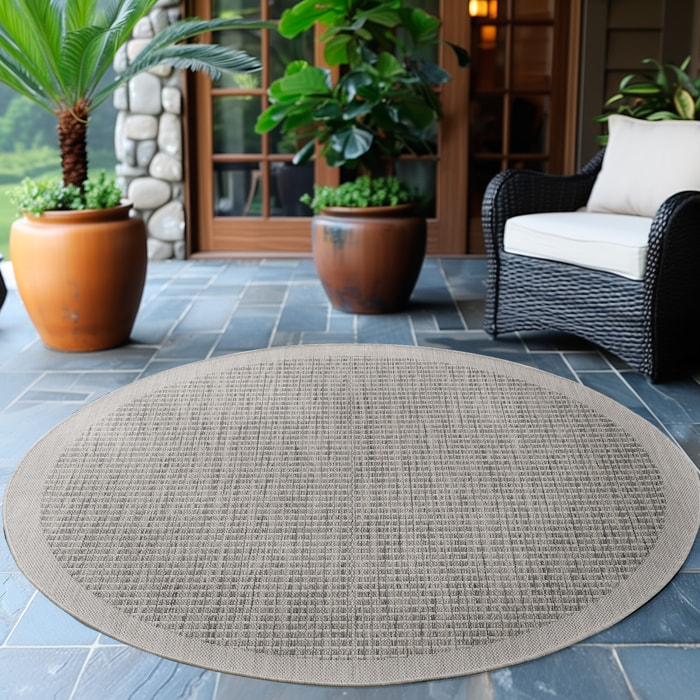 IBIZA - Tapis rond extérieur moderne Gris