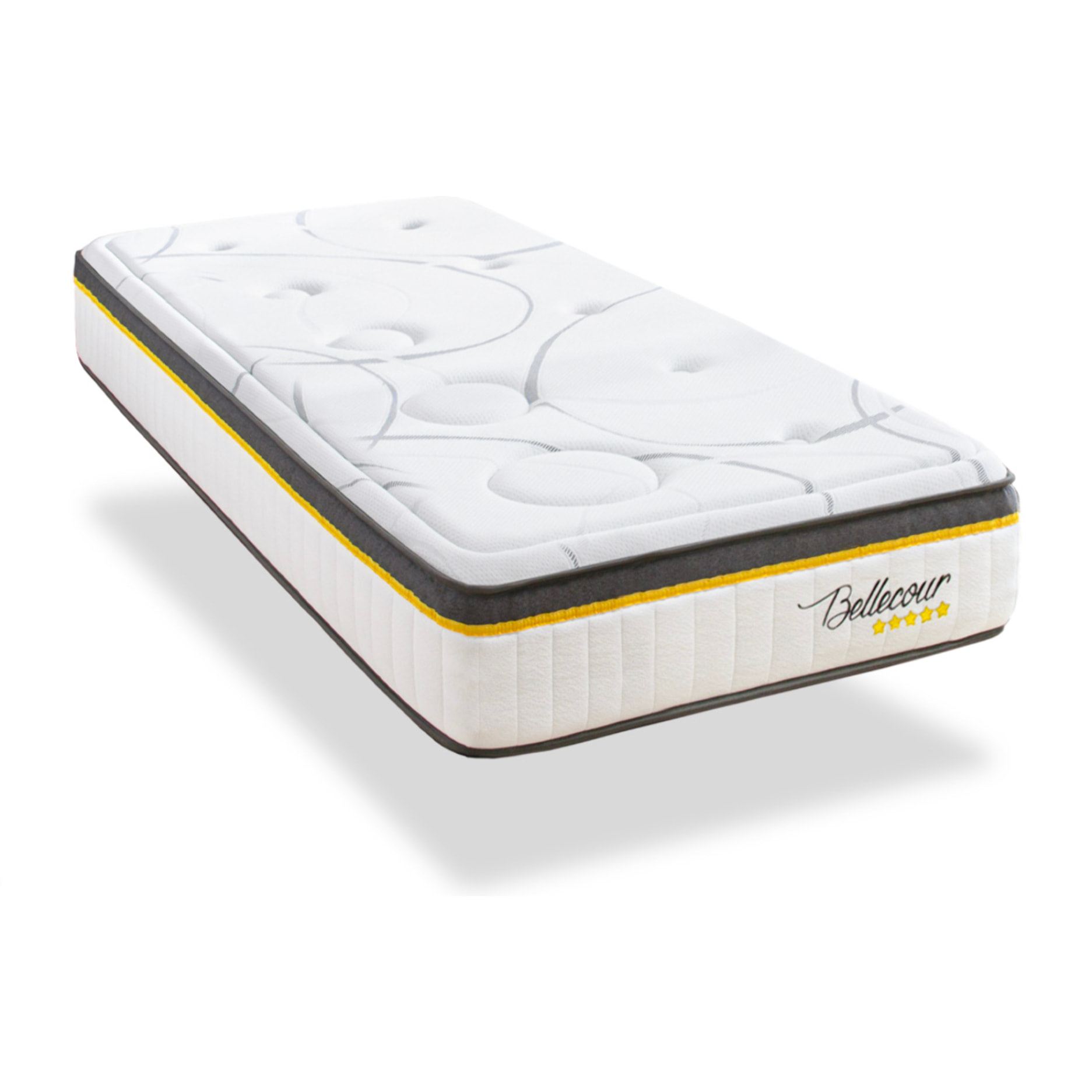 Ensemble Matelas Bellecour 3.0 & Sommier KIT15, Mémoire de Forme et Ressorts Ensachés, 30 cm, technologie Tri-Lattes, Soutien Ferme