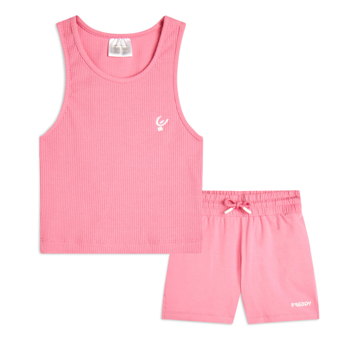 Completo estivo da bambina con top e shorts