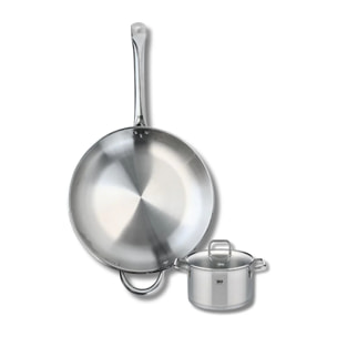 Ensemble de 1 Poêle de cuisson 32 cm et 1 faitout 14 cm Elo Profi Citrin