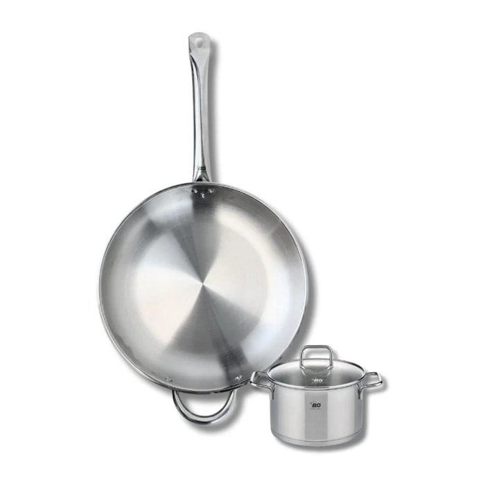 Ensemble de 1 Poêle de cuisson 32 cm et 1 faitout 14 cm Elo Profi Citrin