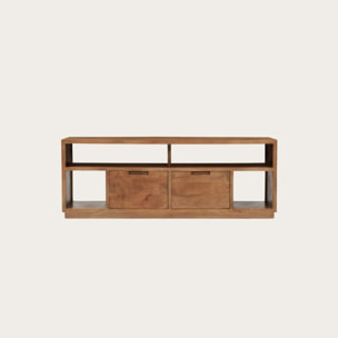Meuble tv Athenas -bois massif de manguier-couleur noyer 160 x 60 x 35 cm