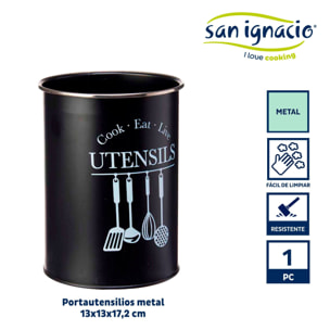 Portautensilios metal redondo negro filo colección kinvara