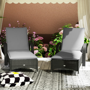 Pack 2 Cojines para Tumbonas Plegables Colchonetas para Tumbonas de Jardín Exterior 193x58x6 cm con Correas de Sujeción Protección UV Resistente a Salpicaduras Gris