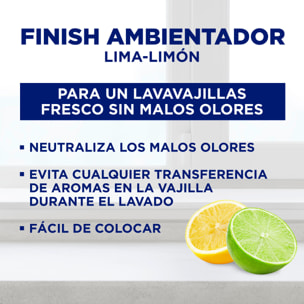 Finish Ambientador para el lavavajillas, aroma Limón 60 lavados, pack 2 unidades