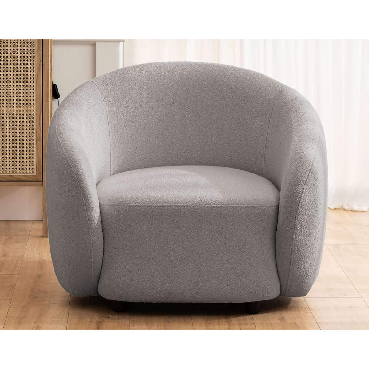 Flore - Fauteuil en tissu bouclette - Gris
