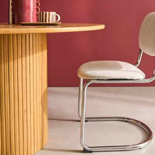 Table à manger ronde bois d'hévéa et placage chêne 4 places ESTELLE