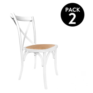 Pack 2 sillas de comedor Provenza Rattan - Blanco