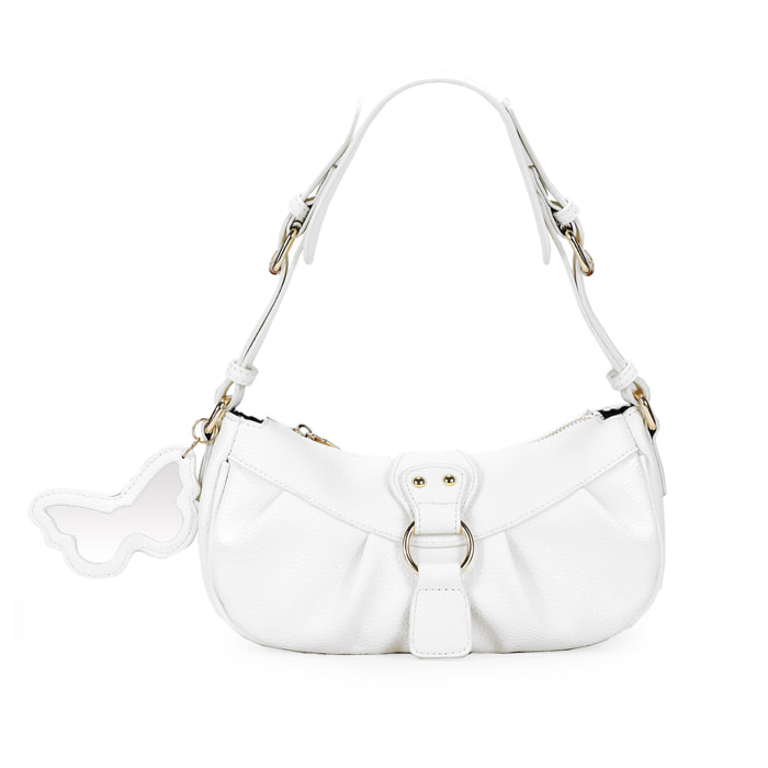 Bolso de hombro blanco con solapa