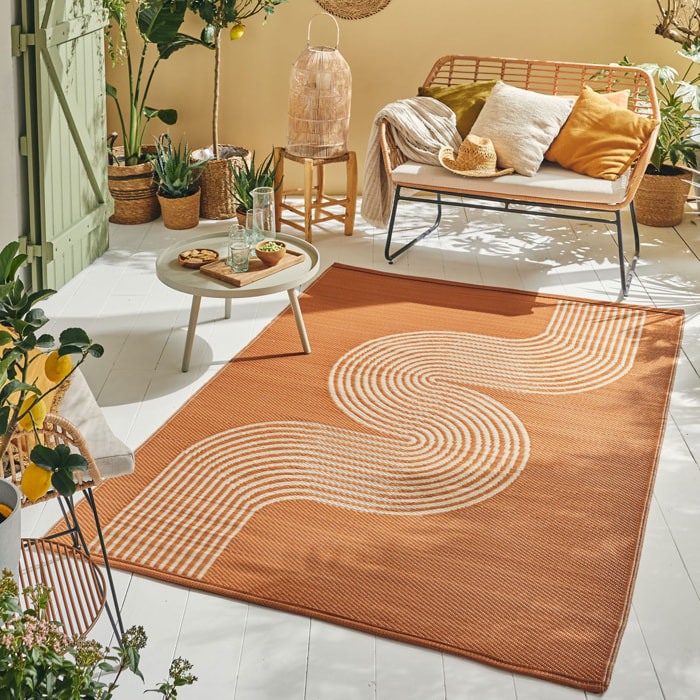 CAPRI - Tapis d'extérieur à motif vague - Terra