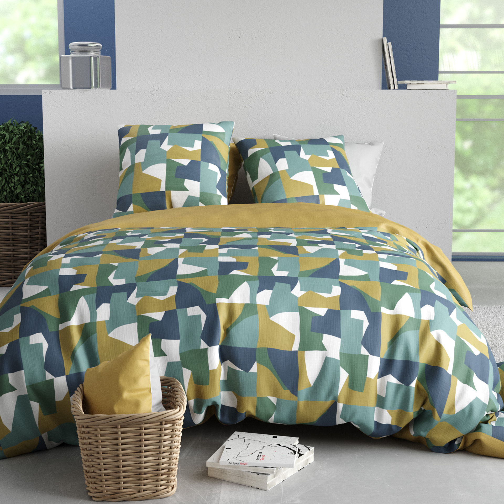 Parure Housse De Couette 3pcs 100% Coton 57 Fils MARIUS