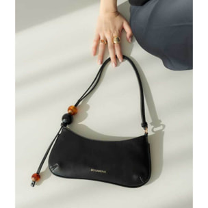 Bolso de hombro negro con cuentas marmoladas