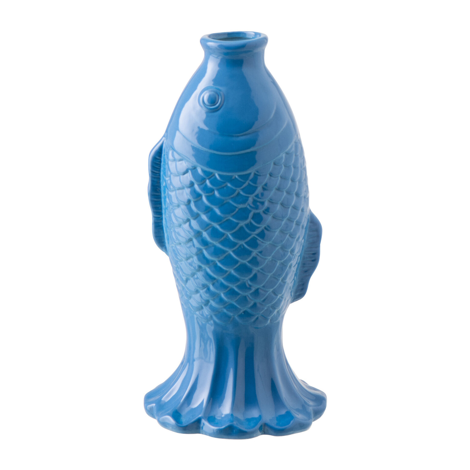 J-Line Vase Soliflore Poisson Long - grès - bleu