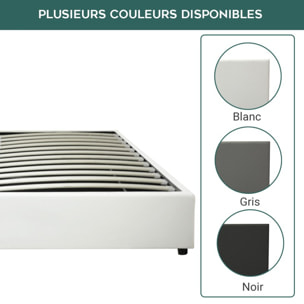 Lit coffre sommier relevable inventif noir | Ouverture à assistance électrique | Modele Futura Simili Cuir | Grande capacite de stockage