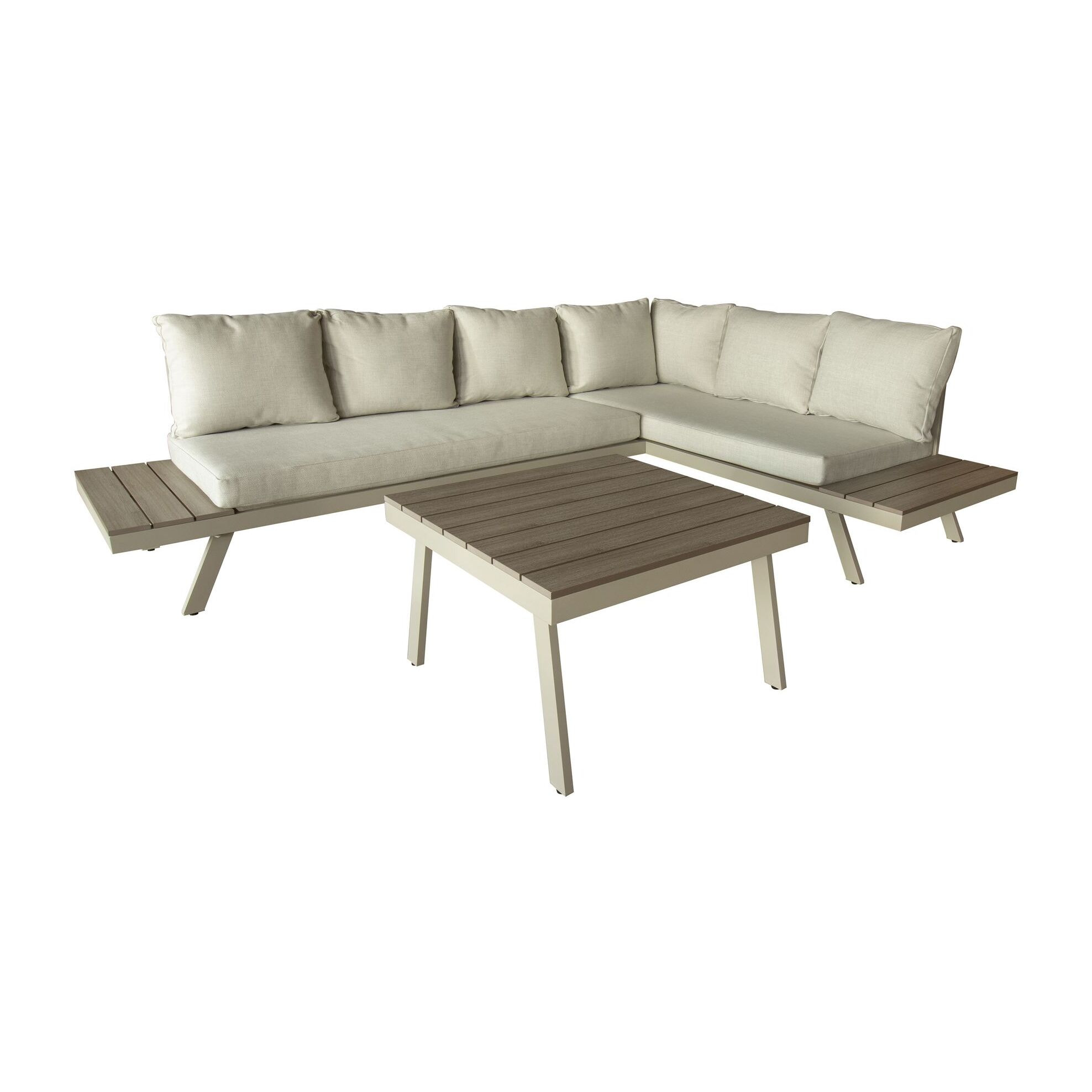 Salon de jardin 6 places en aluminium beige  CALVI