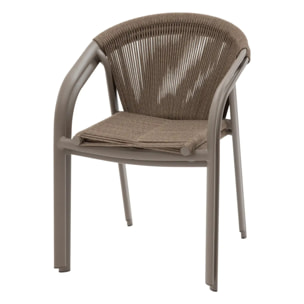 Fauteuil de jardin empilable "Riu" Cappucino & café aluminium